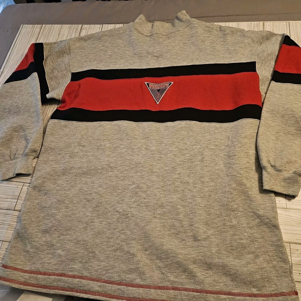 Vintage Weekends Sweater Adult 8‎ Large Gray Crew Neck 80s Casual Office Grandpa